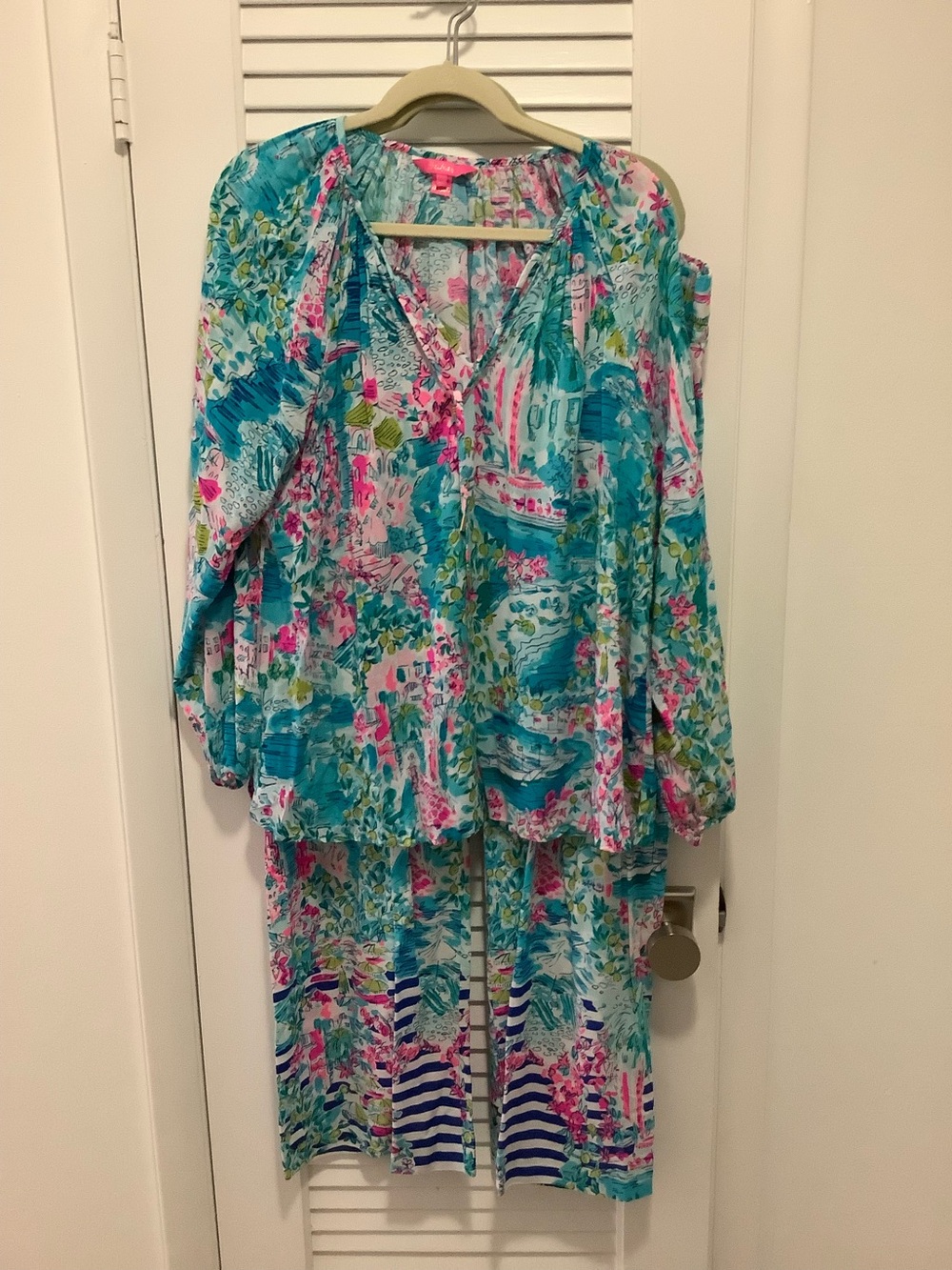 Lily Pulitzer Teal & Pink tunic and pants set